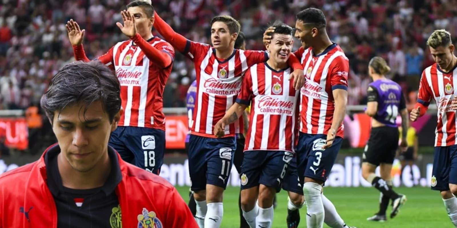 José Juan Macías junto a jugadores de Chivas / IMAGO7