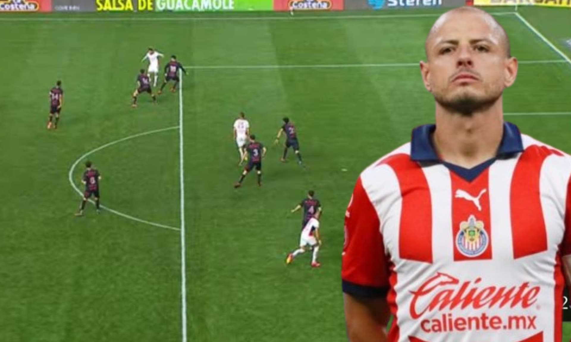 Juagada del gol de Javier Hernández que fue anulada (fuente: Caliente TV)