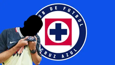 Jugador del América besando el escudo de su equipo junto al logo de Cruz Azul / FOTO MARCA