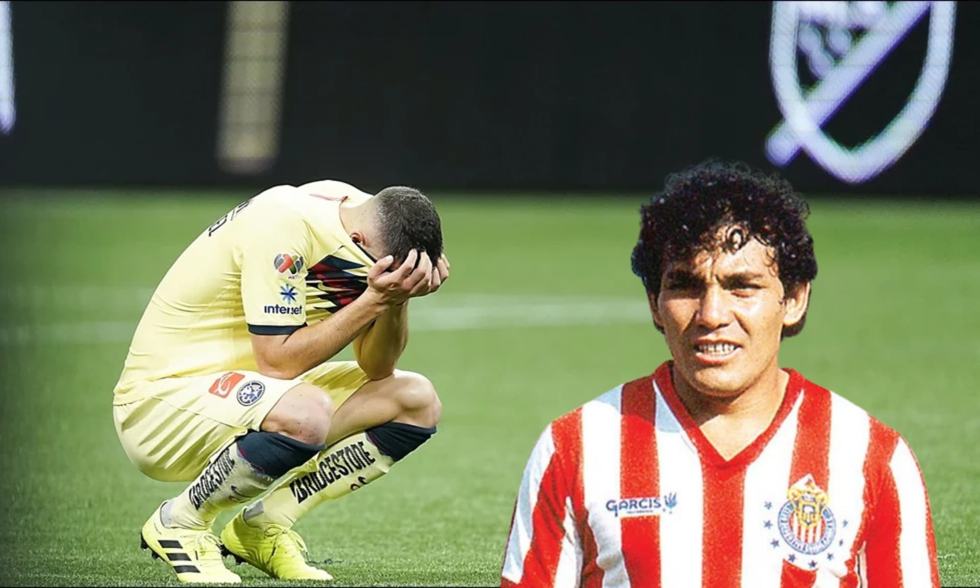 Jugador del América triste, a la derecha el goleador Víctor Rangel / Gráfico