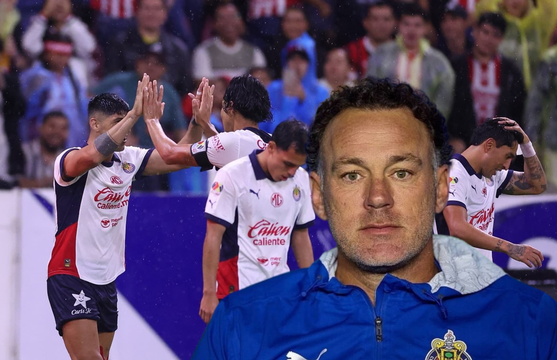 Jugadores celebrando y Gabriel Milito/Foto Chivas.