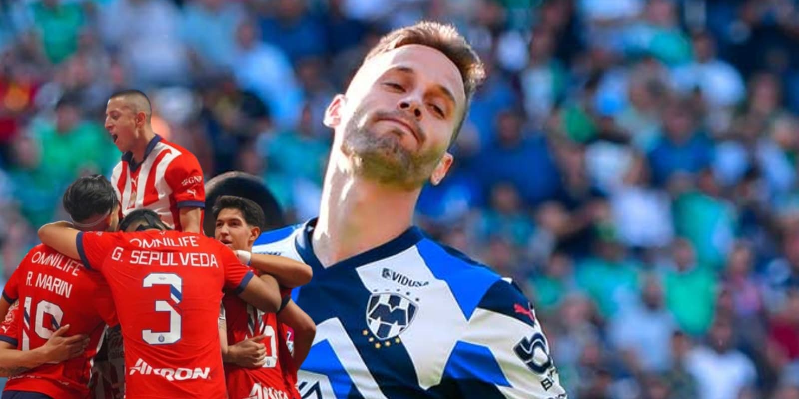 Jugadores de Chivas junto a Sergio Canales / FOTO Fútbol Total
