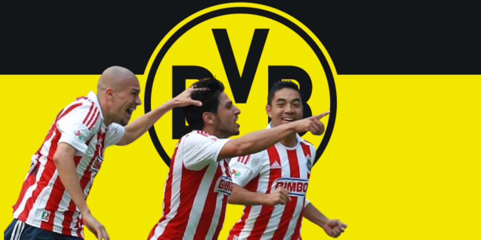 Jugadores de Chivas junto al escudo del Borussia Dortmund / FOTO EXPANSIÓN