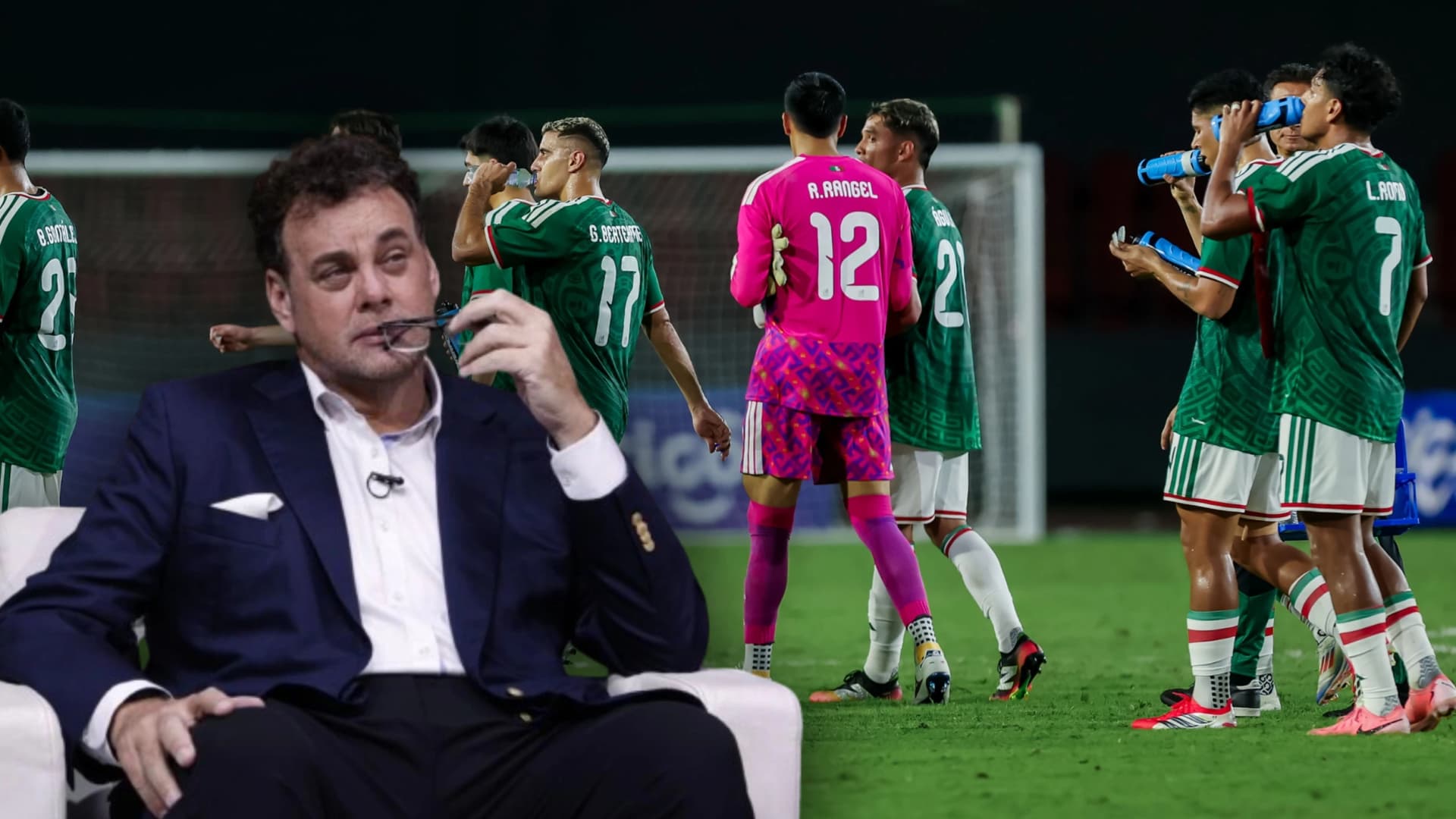 Jugadores de la selección mexicana y David Faitelson