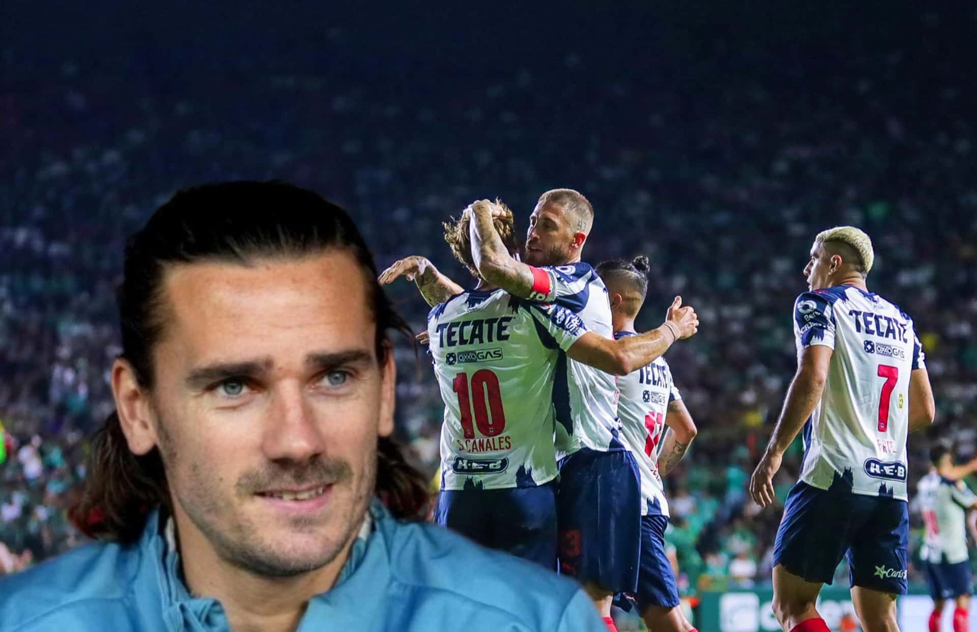 Jugadores de Rayados y Antoine Griezmann/ Foto Soy Rayado.