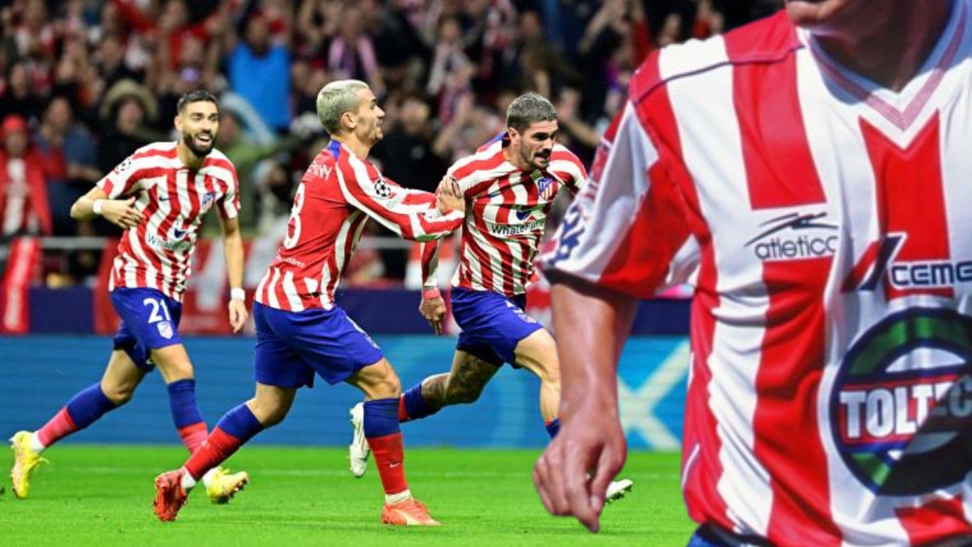 Jugadores del Atlético de Madrid y leyenda de Chivas