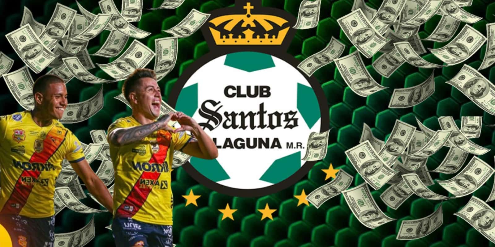 Jugadores del Atlético Morelia junto al escudo de Santos Laguna / FOTO X