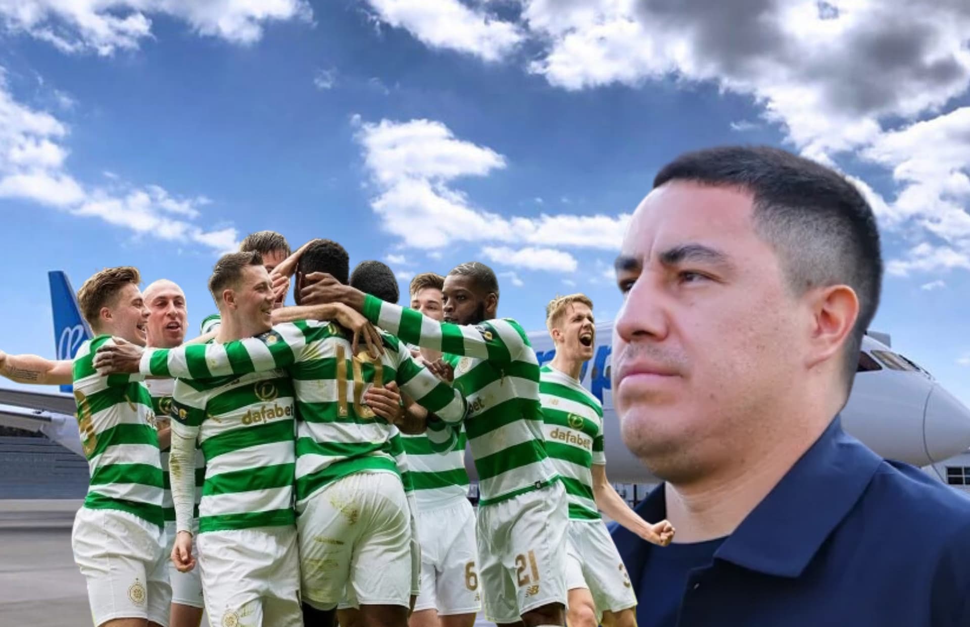 Jugadores del Celtic y Efraín Juárez/Foto Actualidad Aeroespacial.