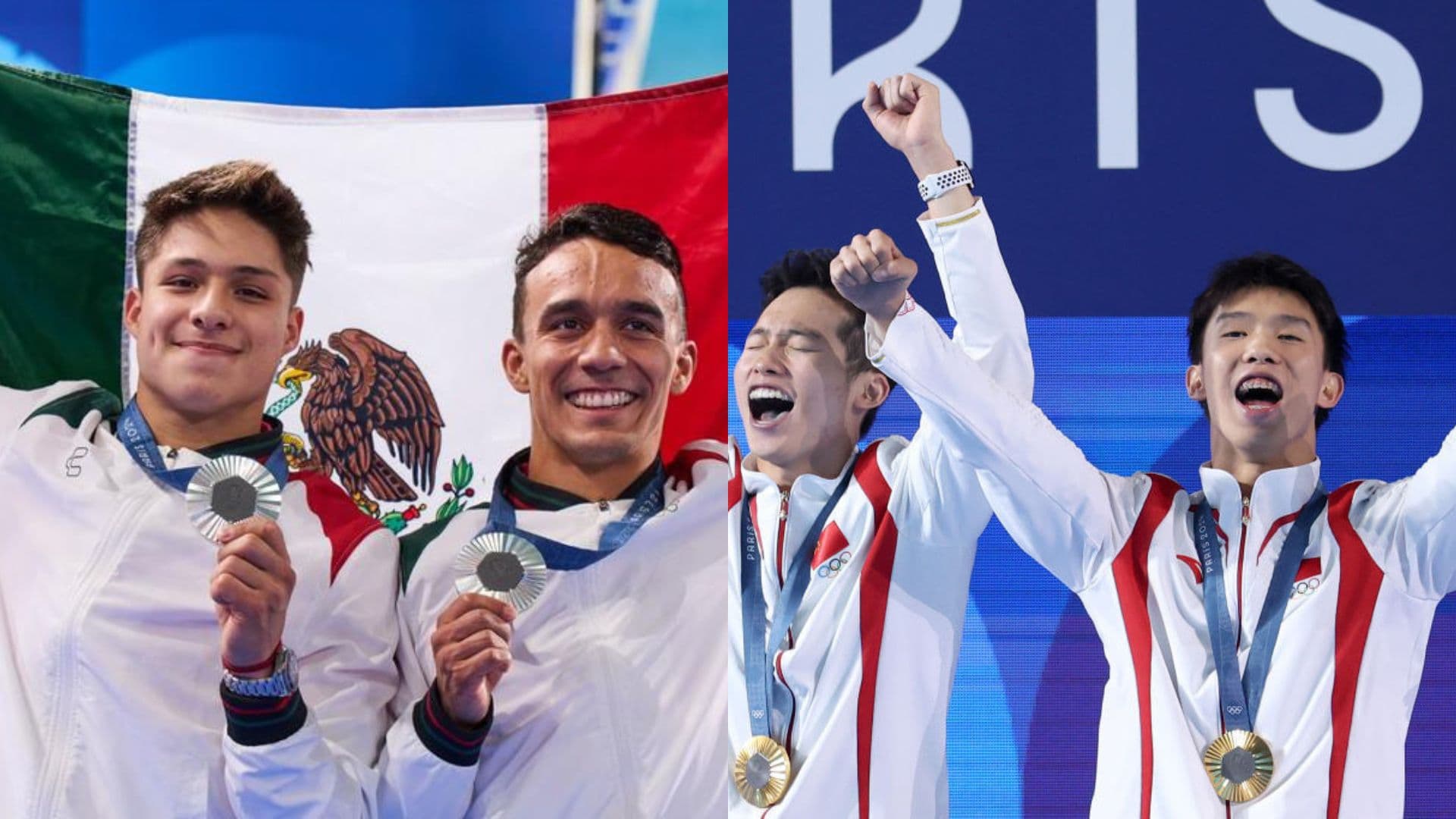 La dupla de México y China en saltos sincronizados. (Foto: collage)