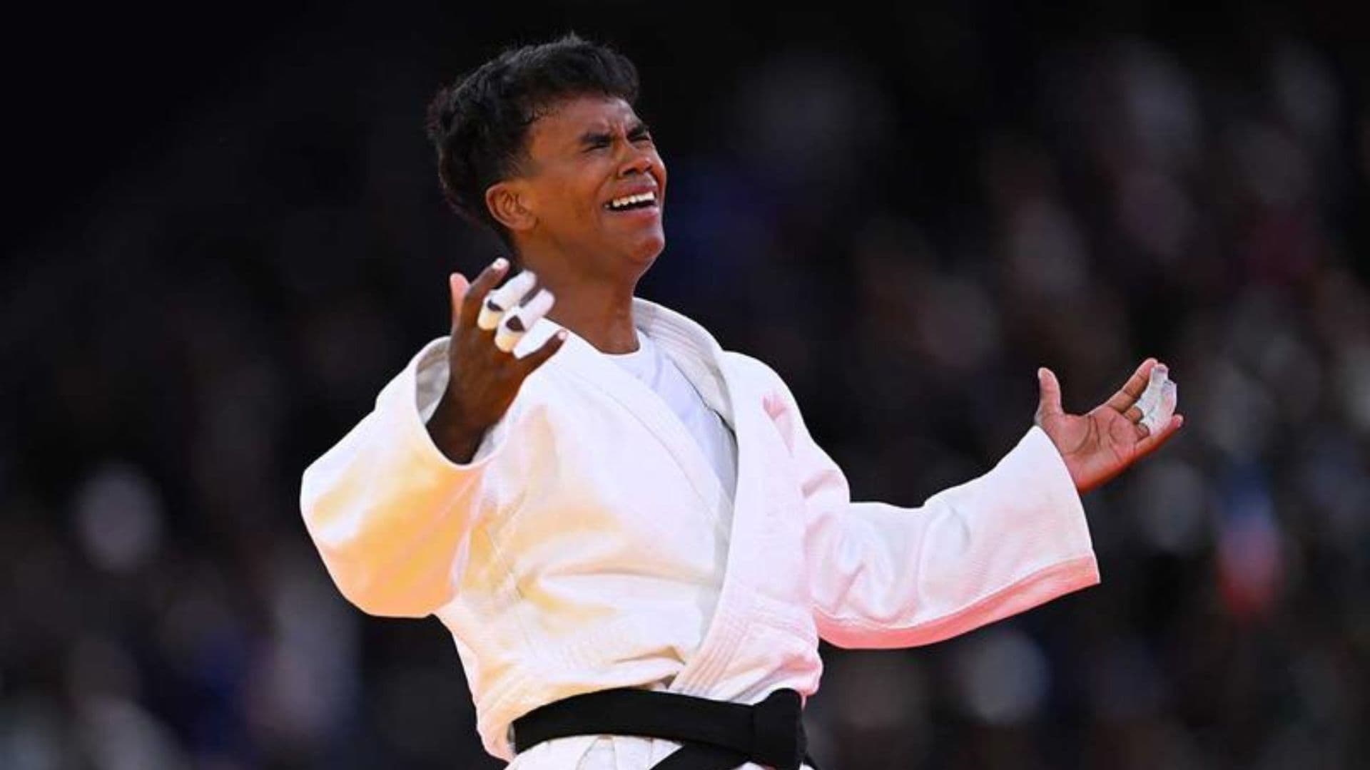 La emoción de Prisca Awiti por llegar a la final de judo. (Cortesía: Mexsports)