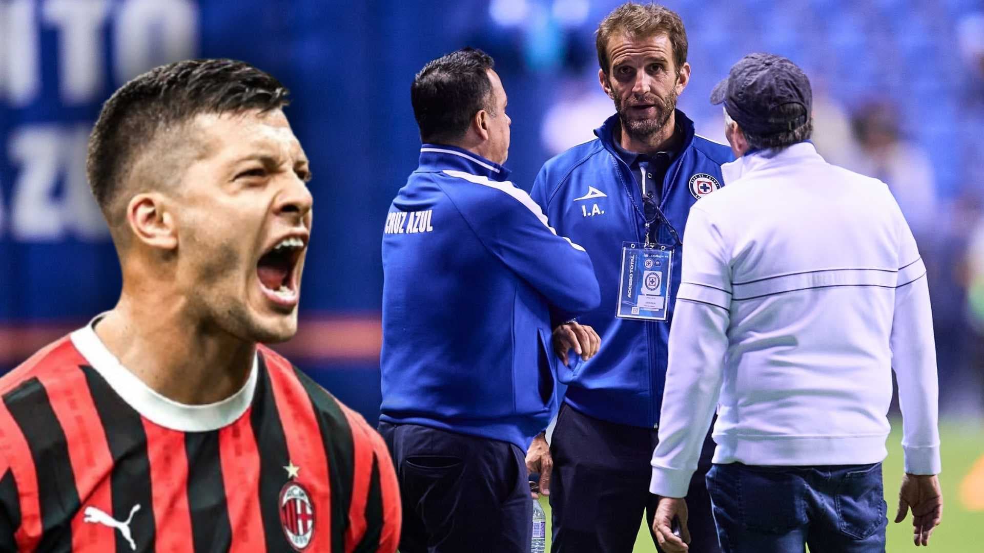 Luca Jovic y directivos de Cruz Azul