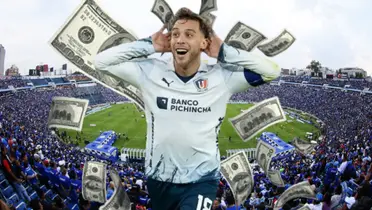 Lucas Piovi, billetes volando en Estadio Azul Foto: Milenio