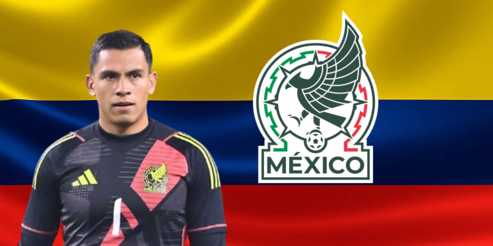 Luis Ángel Malagón junto al escudo del Tri / FOTO JUAN FÚTBOL