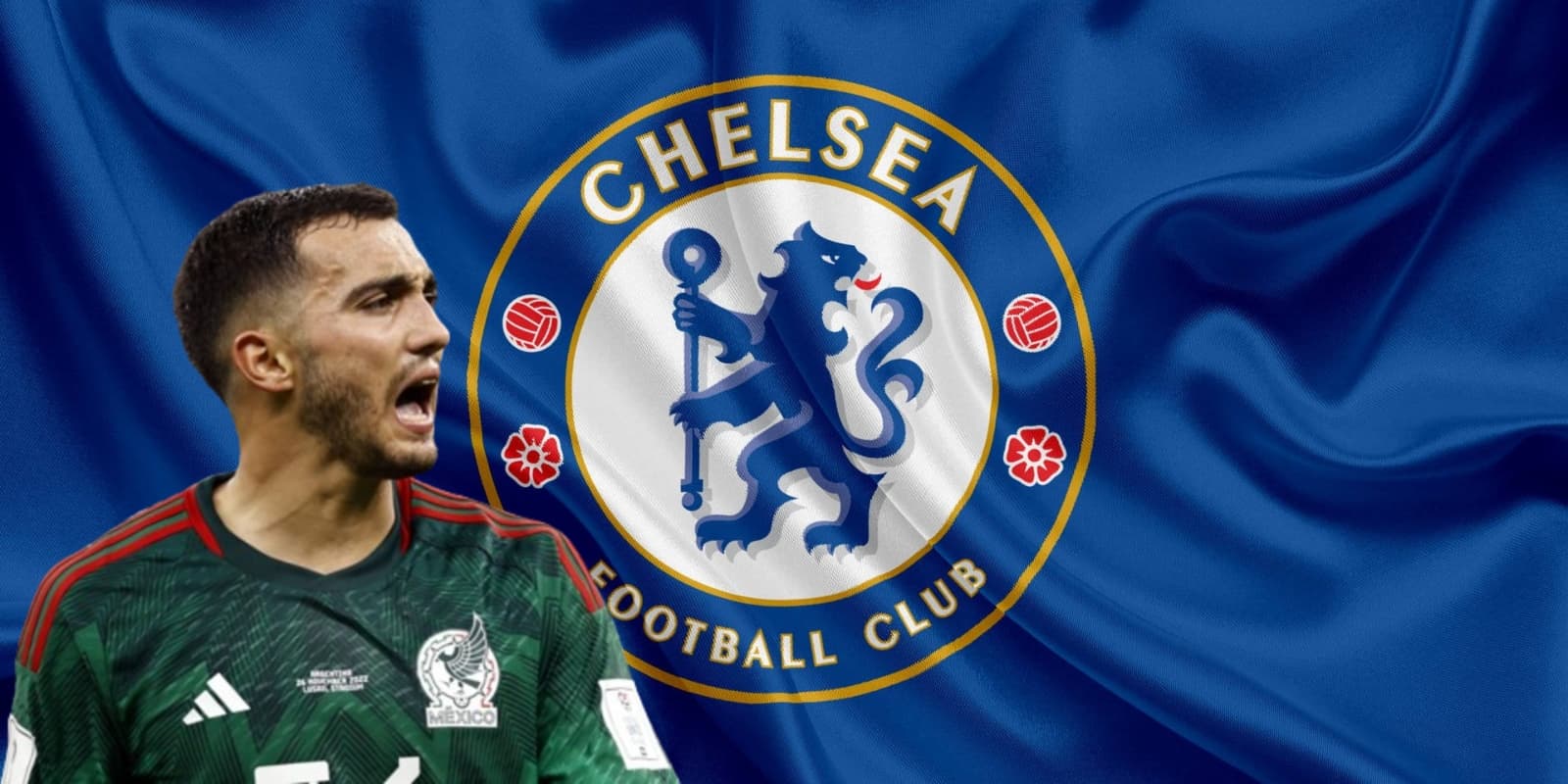 Luis Chávez junto al escudo del Chelsea / FOTO IMAGO7
