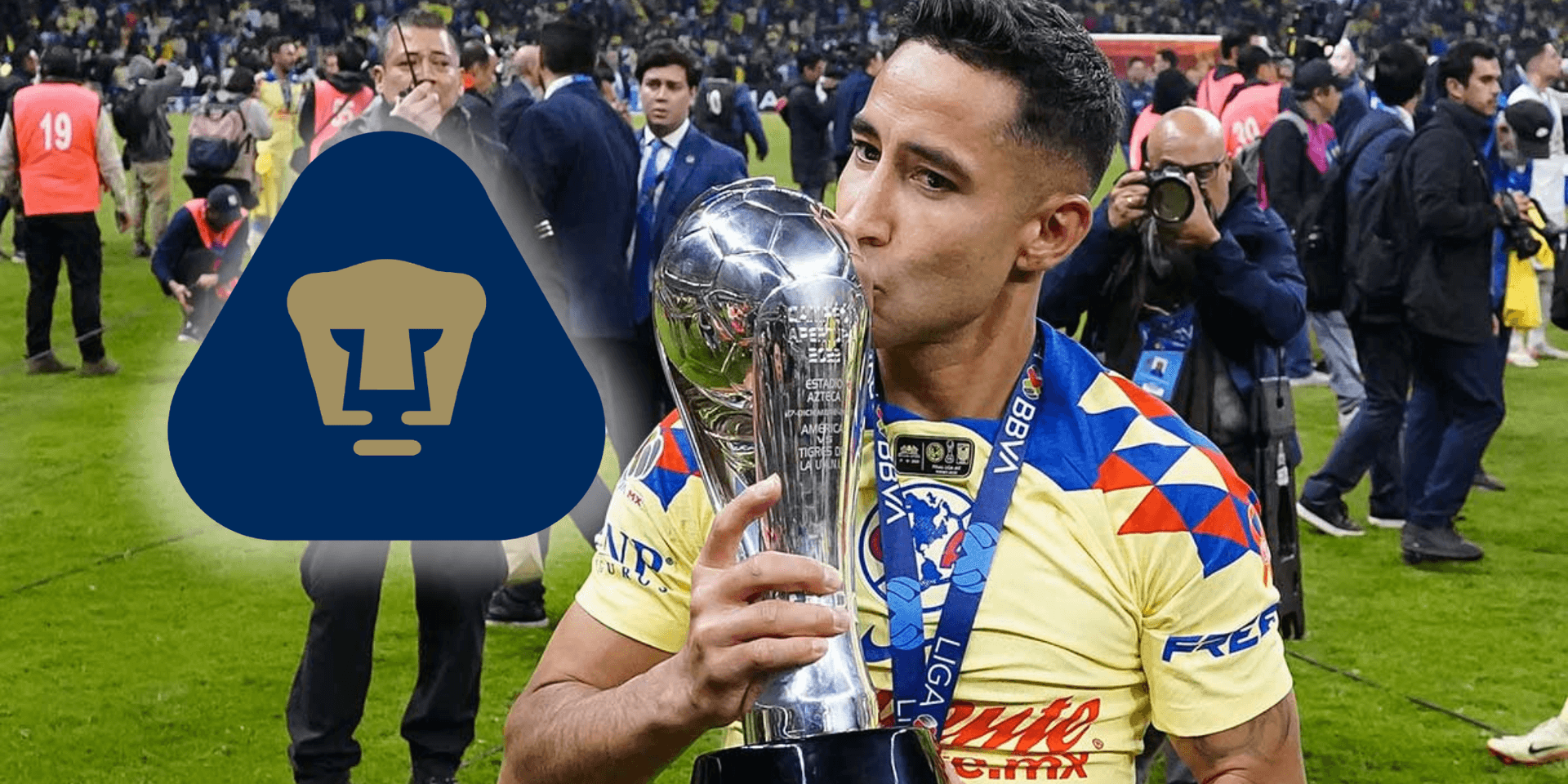 Luis Fuentes mientras levanta el título del América (Fuente: Fútbol Total)