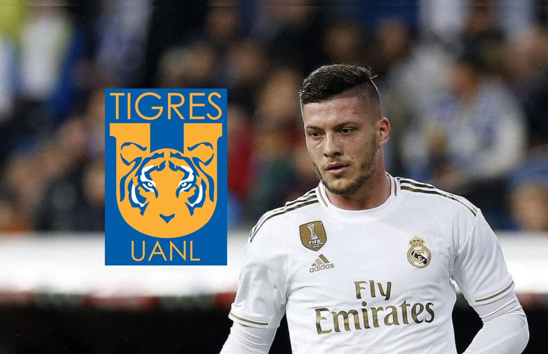 Luka Jovic y escudo de Tigres/Foto Libertad Digital.