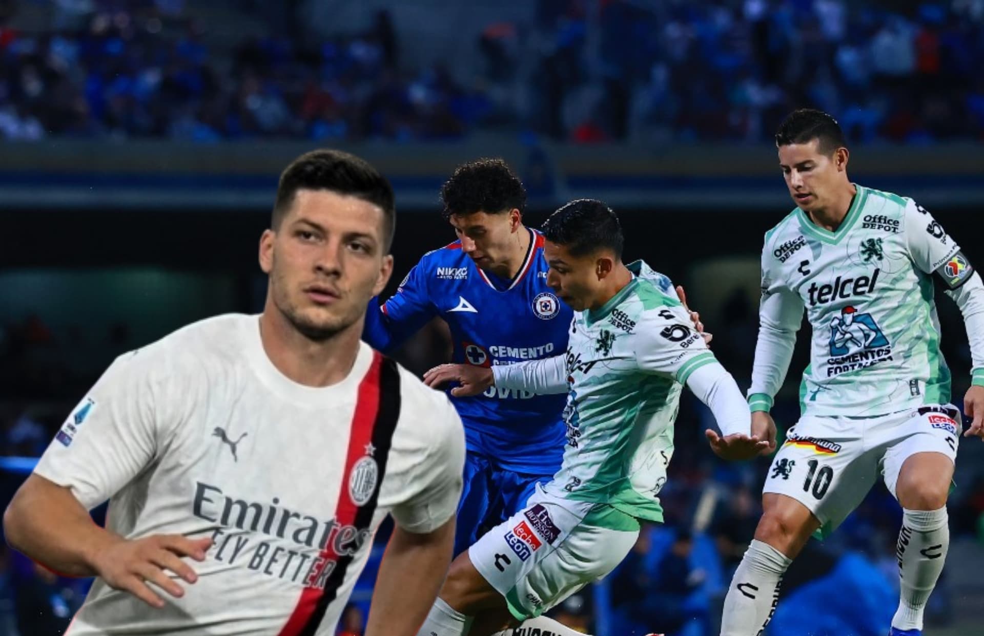 Luka Jovic y jugadores de Cruz Azul y León/ Foto La Afición.
