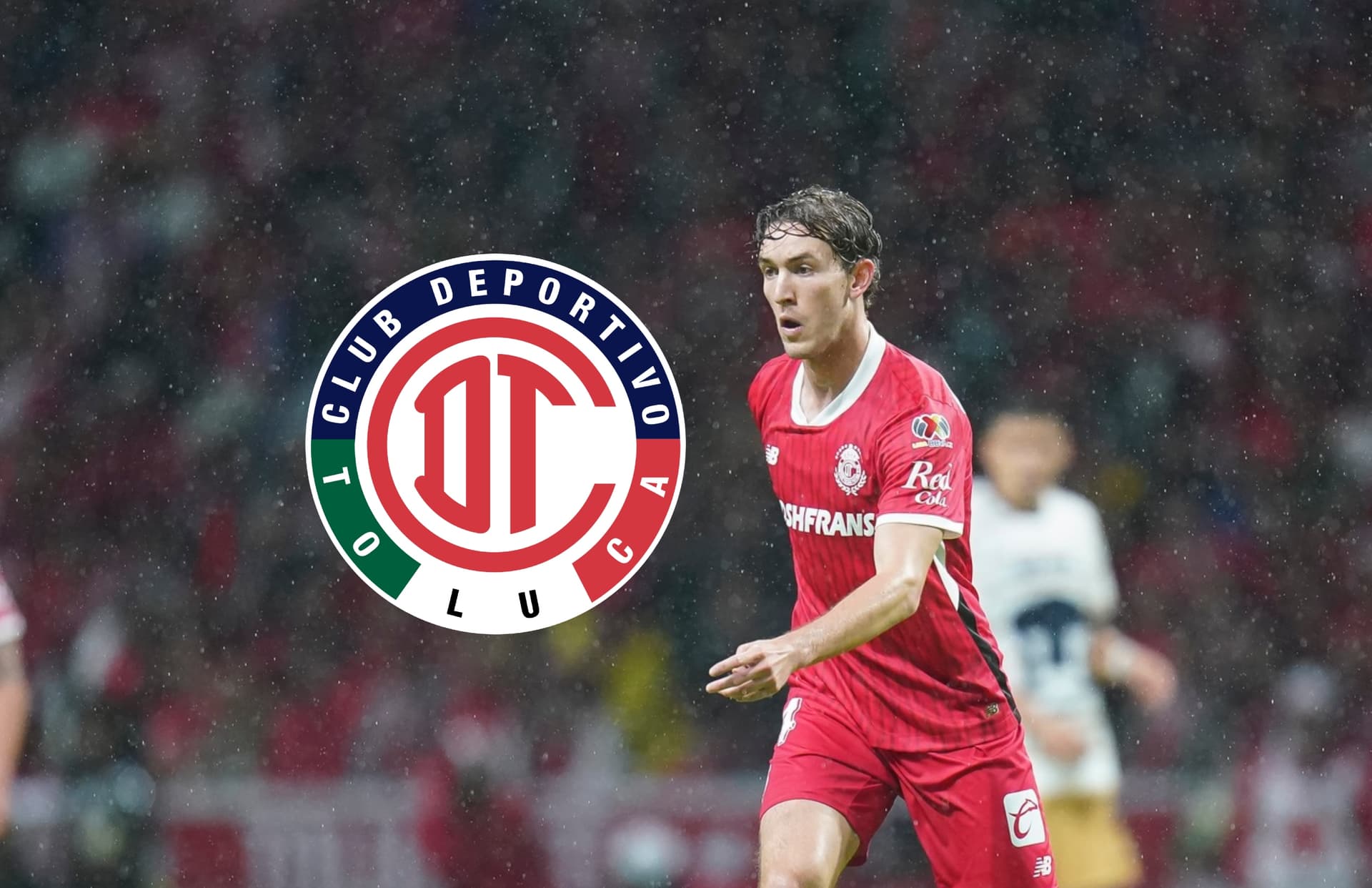 Marcel Ruiz y escudo de Toluca/ Foto Toluca FC.