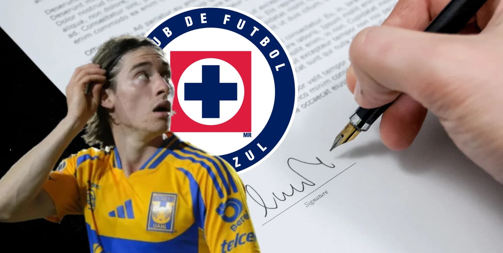 Marcelo Flores junto al escudo de Cruz Azul / FOTO BOLAVIP