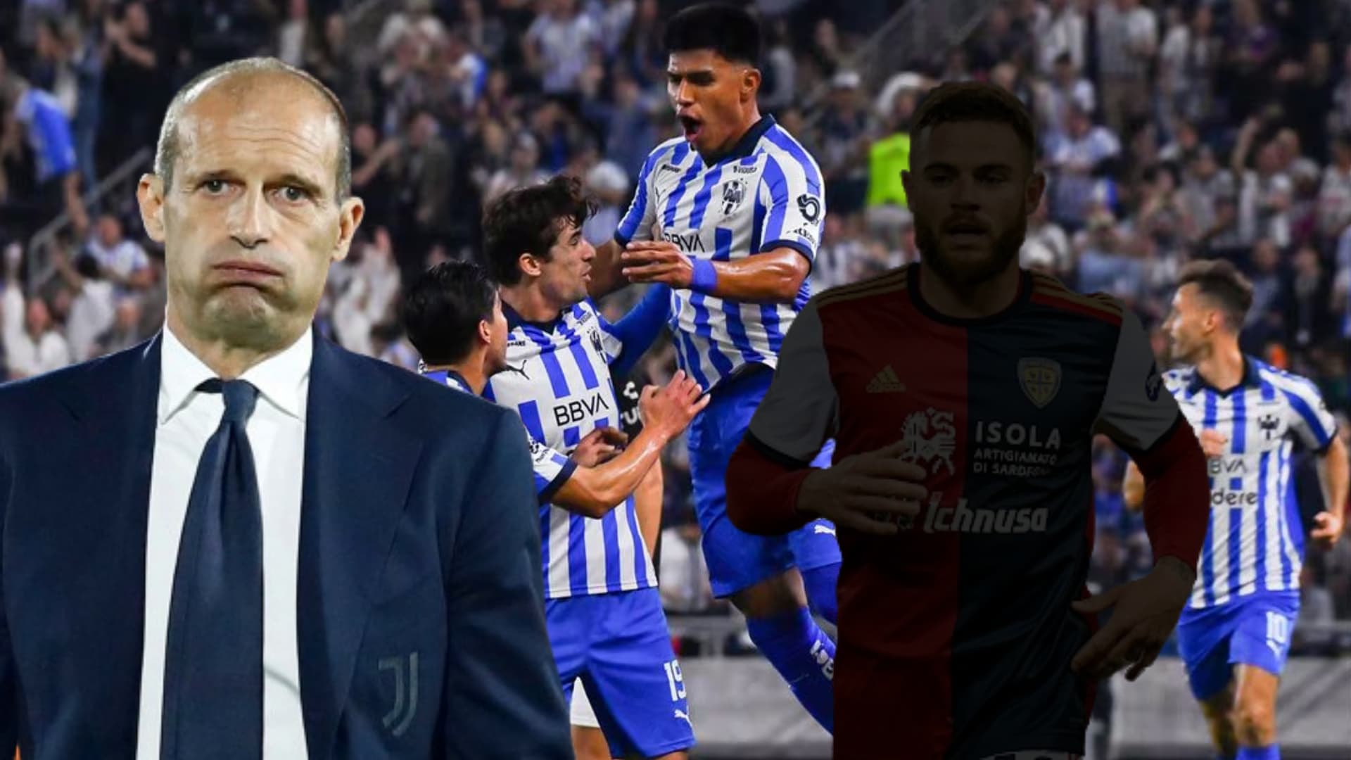 Massimiliano Allegri. Nahitan Nández y jugadores de Rayados Foto: De10.com