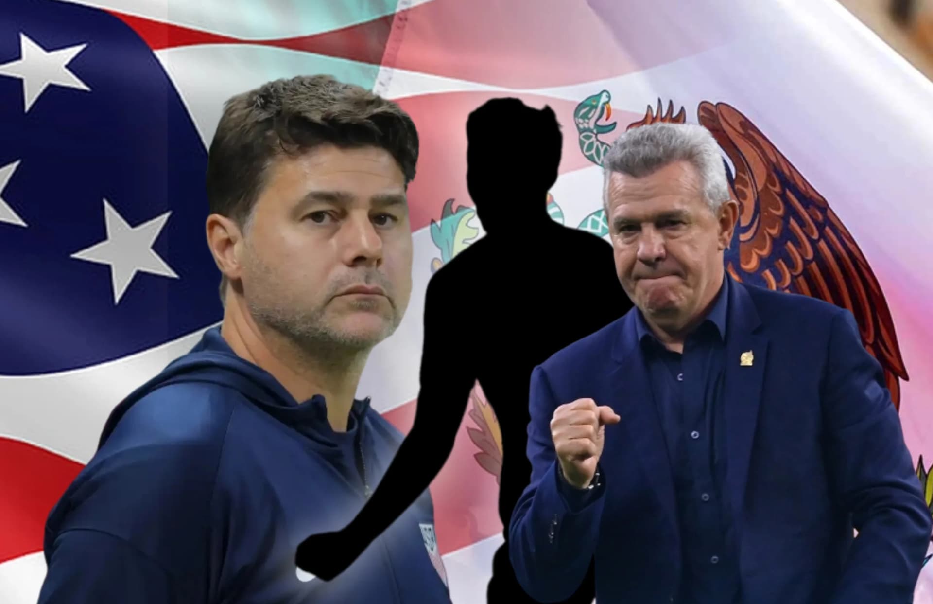Mauricio Pochettino, Javier Aguirre y silueta/ Foto US Embassy.