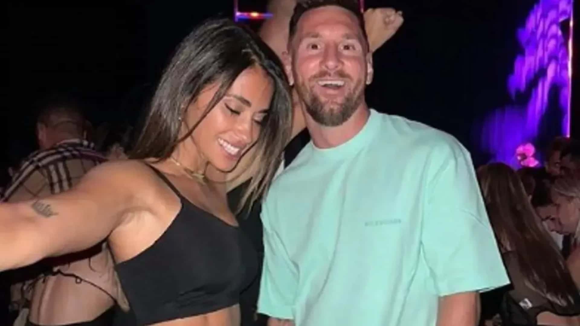 Messi disfrutó de la noche en Miami junto a Antonella y Luis Suárez.