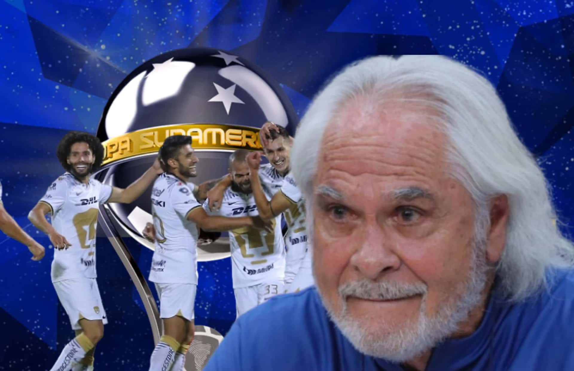 Miguel Mejía Barón y ex jugadores de Pumas/Foto CONMEBOL.