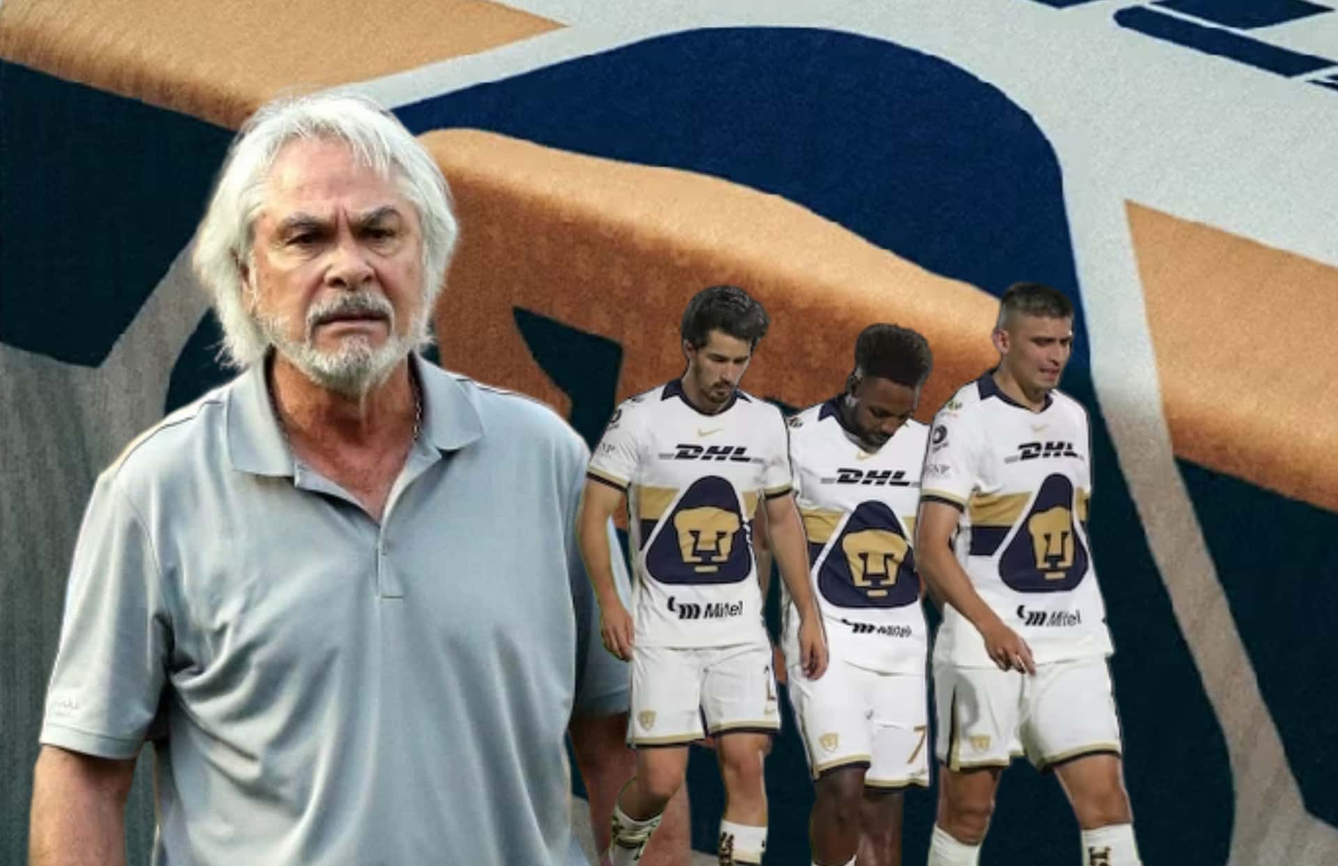 Miguel Mejía Barón y jugadores de Pumas/ Foto Récord.