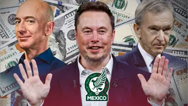 Millonarios en un collage con dinero y el escudo de la selección mexicana / El Financiero