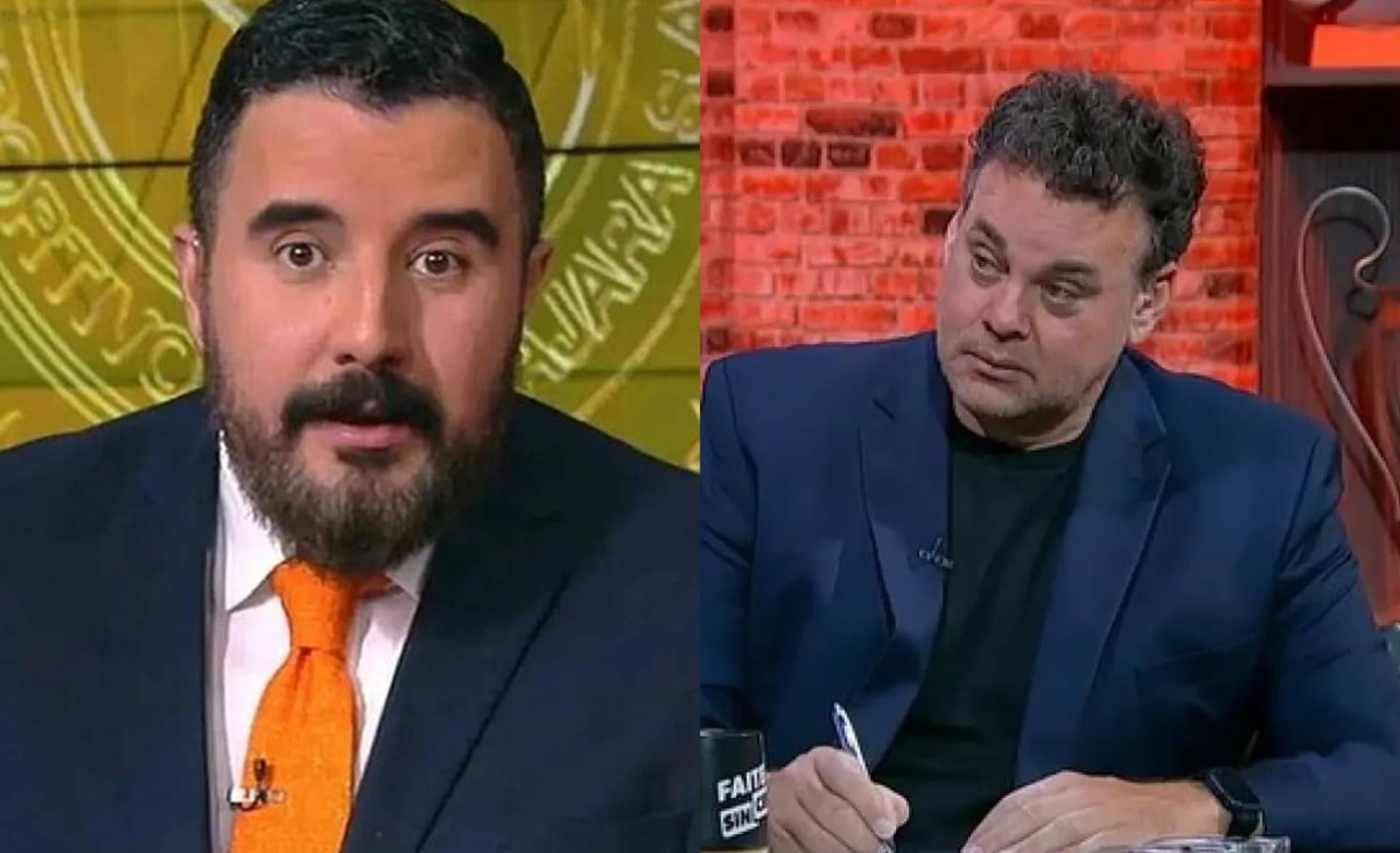 Morales en estudio de ESPN, a la derecha, Faitelson en su nuevo programa en TUDN (Fuente: ESPN y TUDN)
