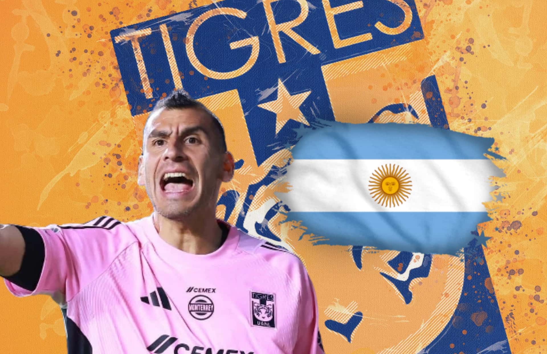 Nahuel Guzmán y bandera de Argentina/ Foto Besthqwallpapers