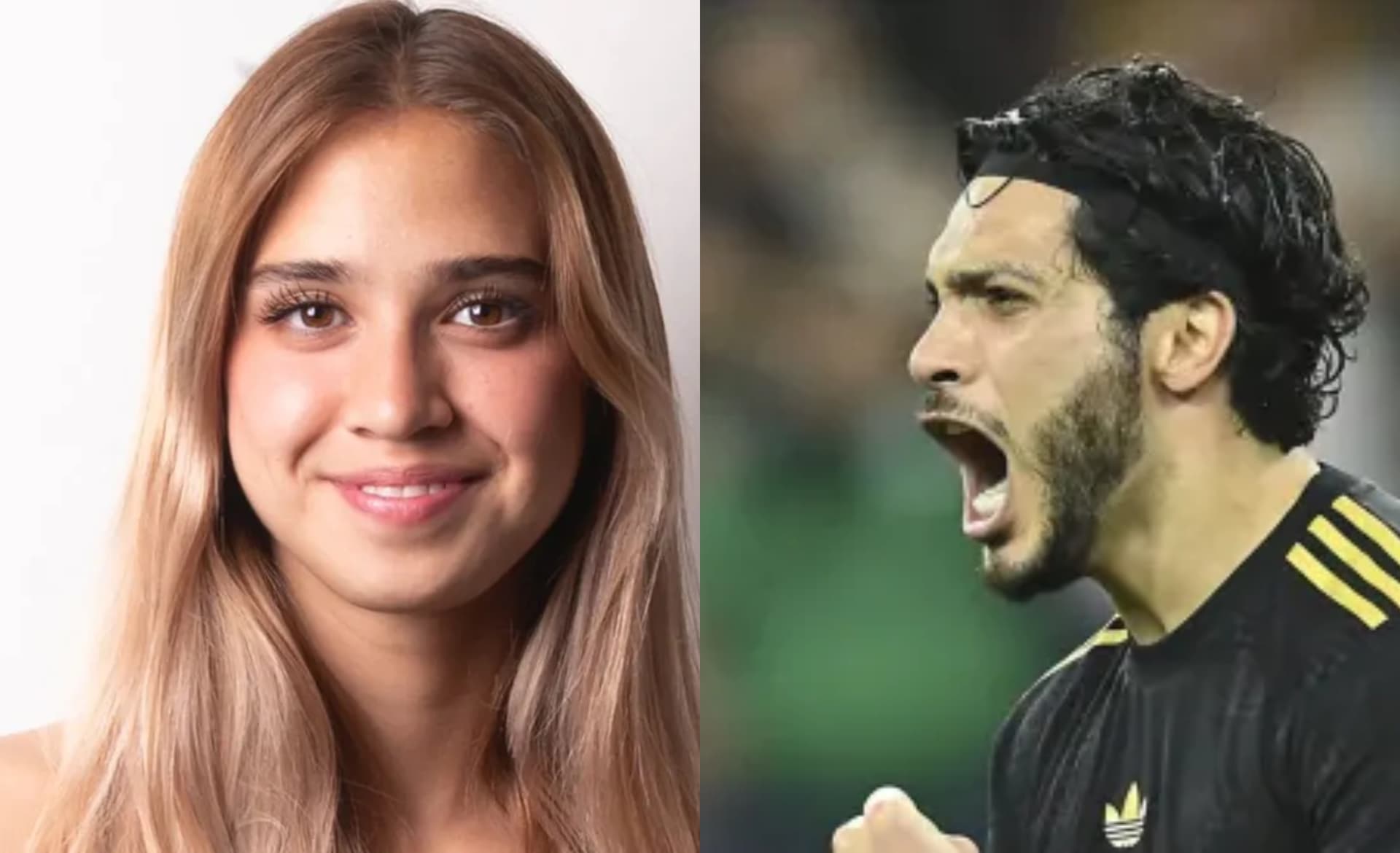 Nailea Vidrio sonríe, a la derecha, Raúl Jiménez festeja gol (Fuente: Mexsports)