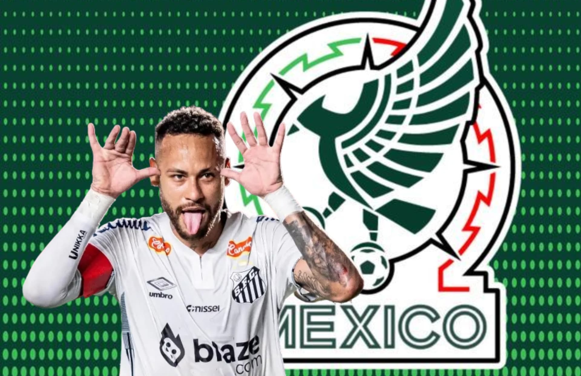 Neymar Jr y logo de la Selección Mexicana/Foto Jesús Flotad.