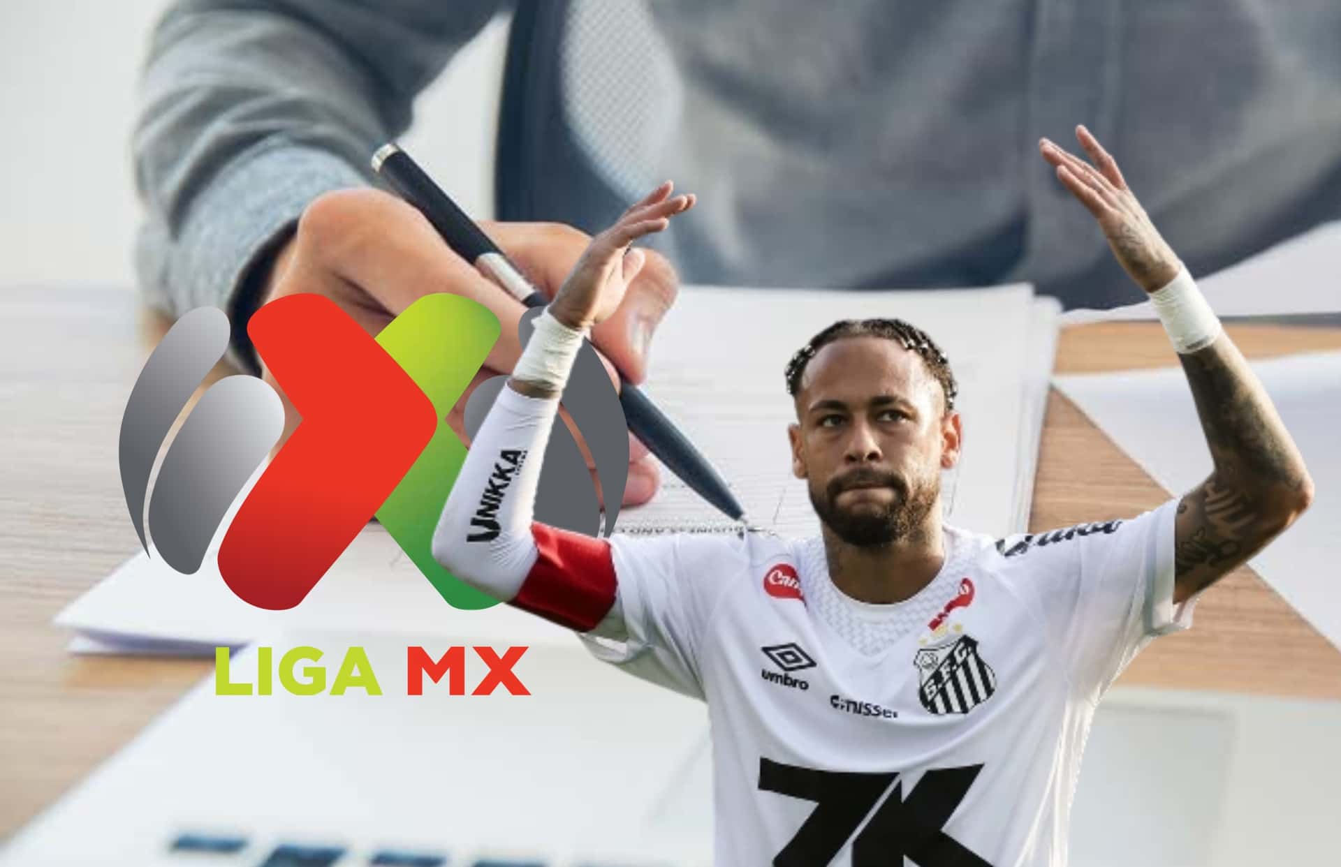 Neymar y escudo de Liga MX/Foto Issu.