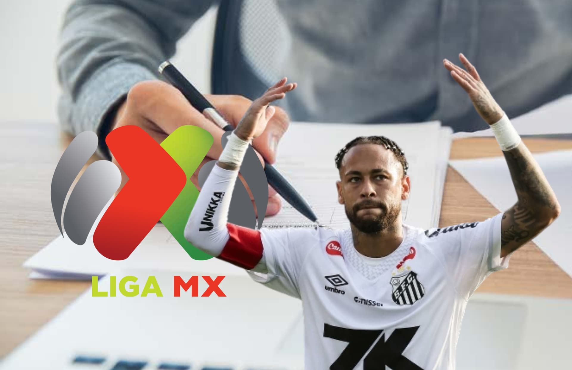 Neymar y escudo de Liga MX/Foto Issu.
