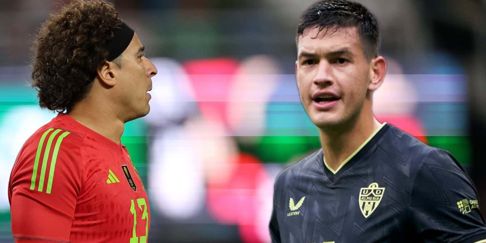 Ochoa junto con Montes, uno con la camiseta del TRI y el otro con la del Almería / Foto Getty