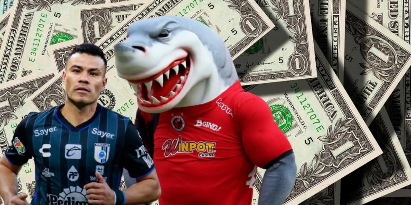 Pablo Barrera y mascota de los Tiburones de Veracruz / FOTO X