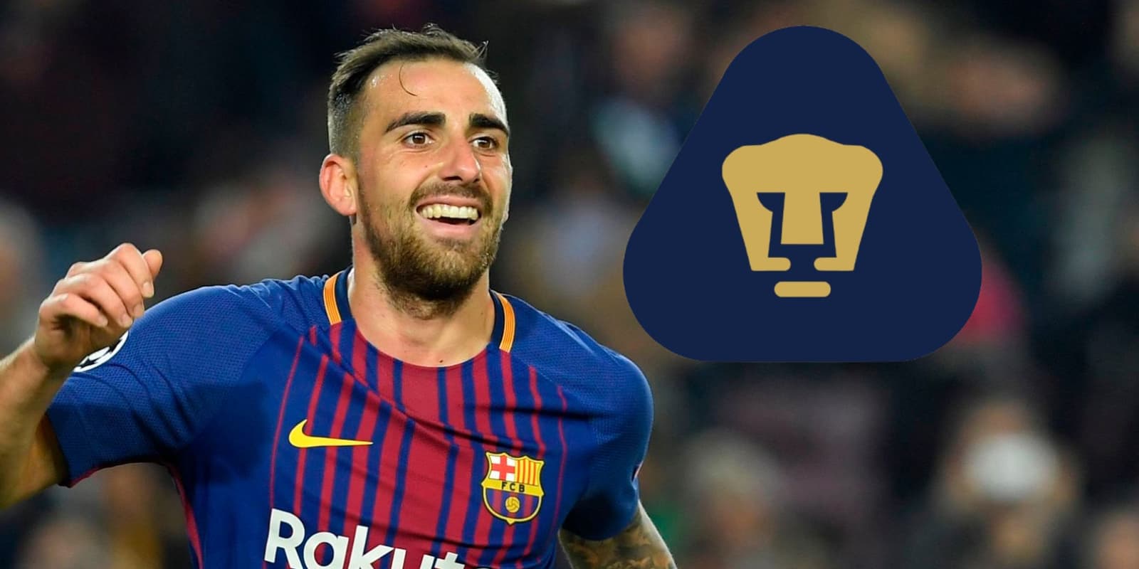 Paco Alcácer junto al escudo de Pumas / FOTO SKY SPORTS