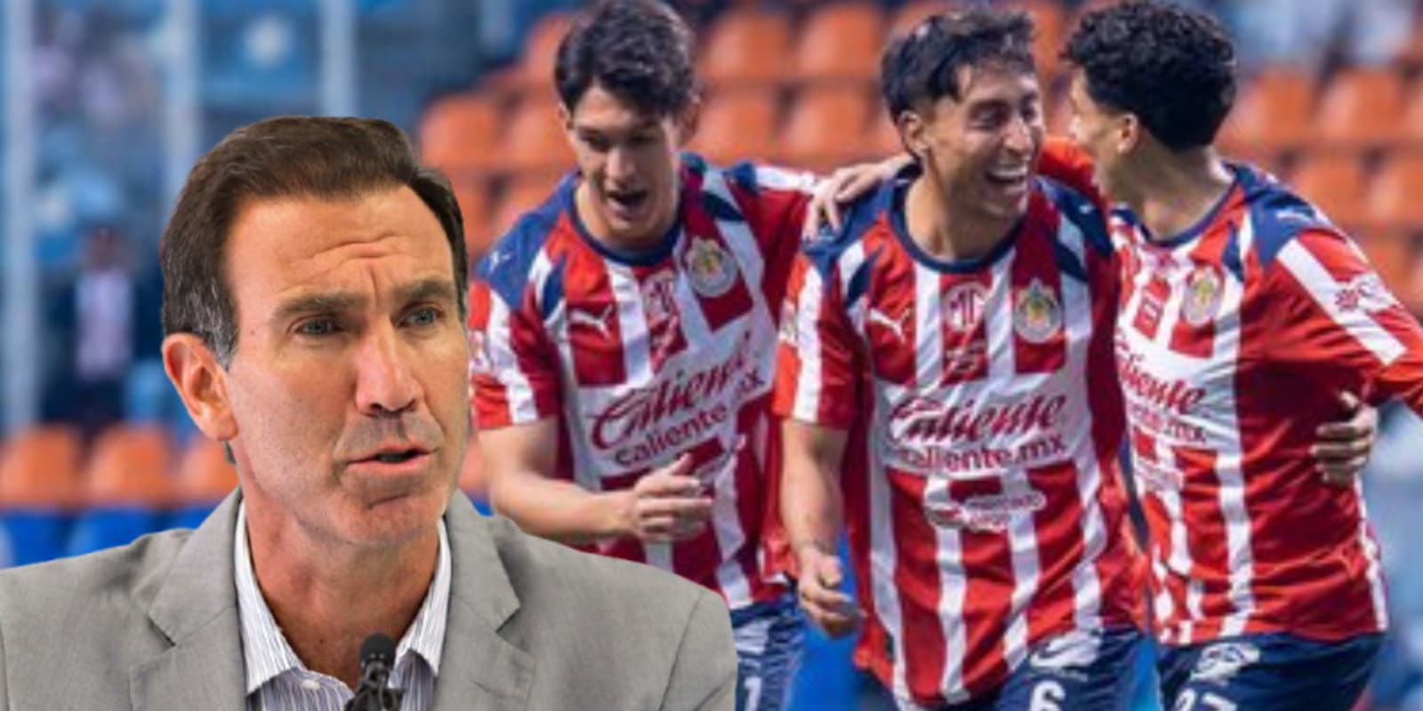 Paco Gabriel de Anda junto a futbolistas de Chivas / FOTO MILENIO