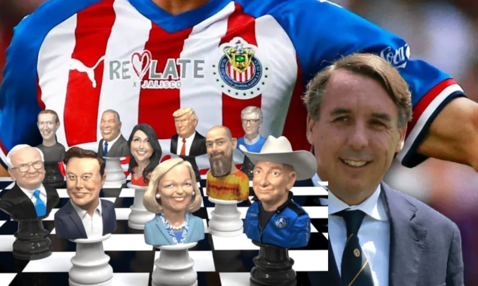 Playera de Chivas junto con Emilio Azcárraga (Fuente; Nación Fútbol)