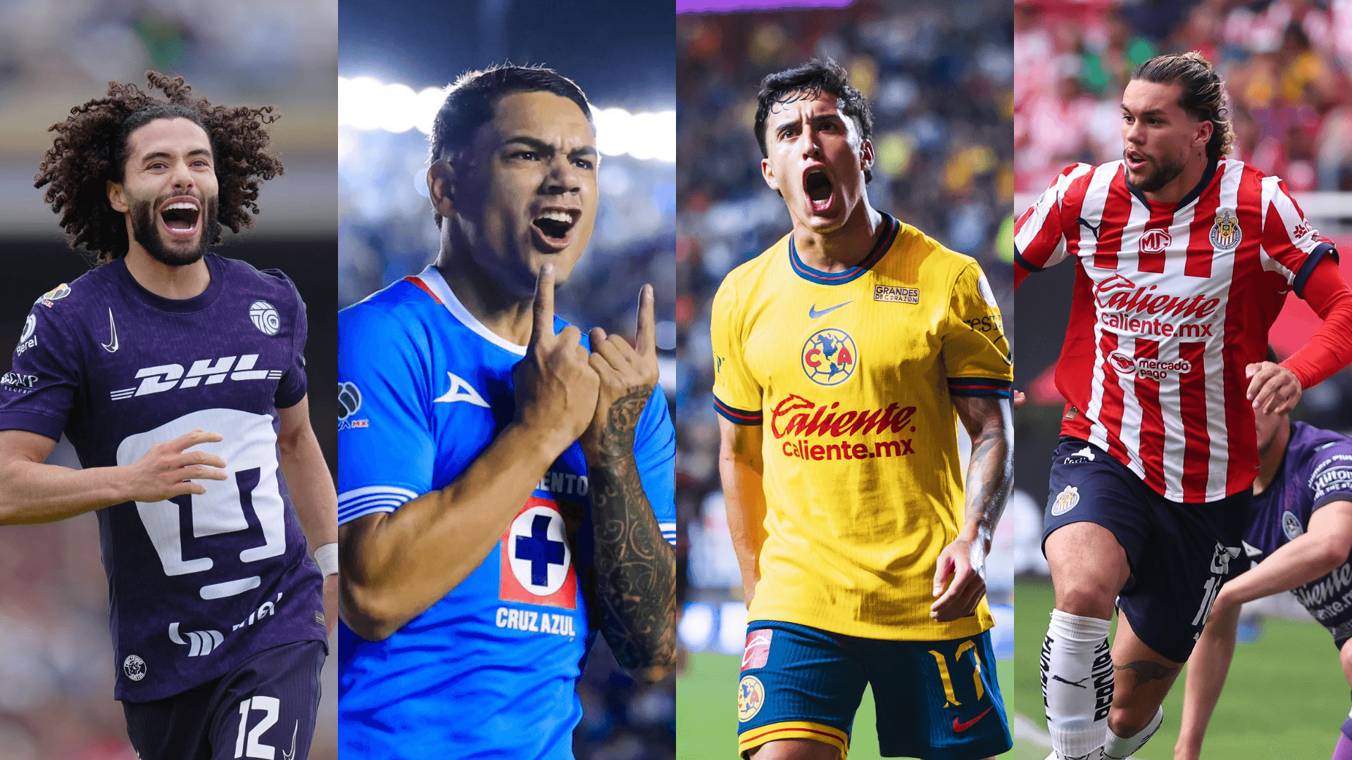 Pumas, Cruz Azul, América y Chivas | Fotos: X oficial de @PumasMX, @CruzAzul, @ClubAmerica y @Chivas