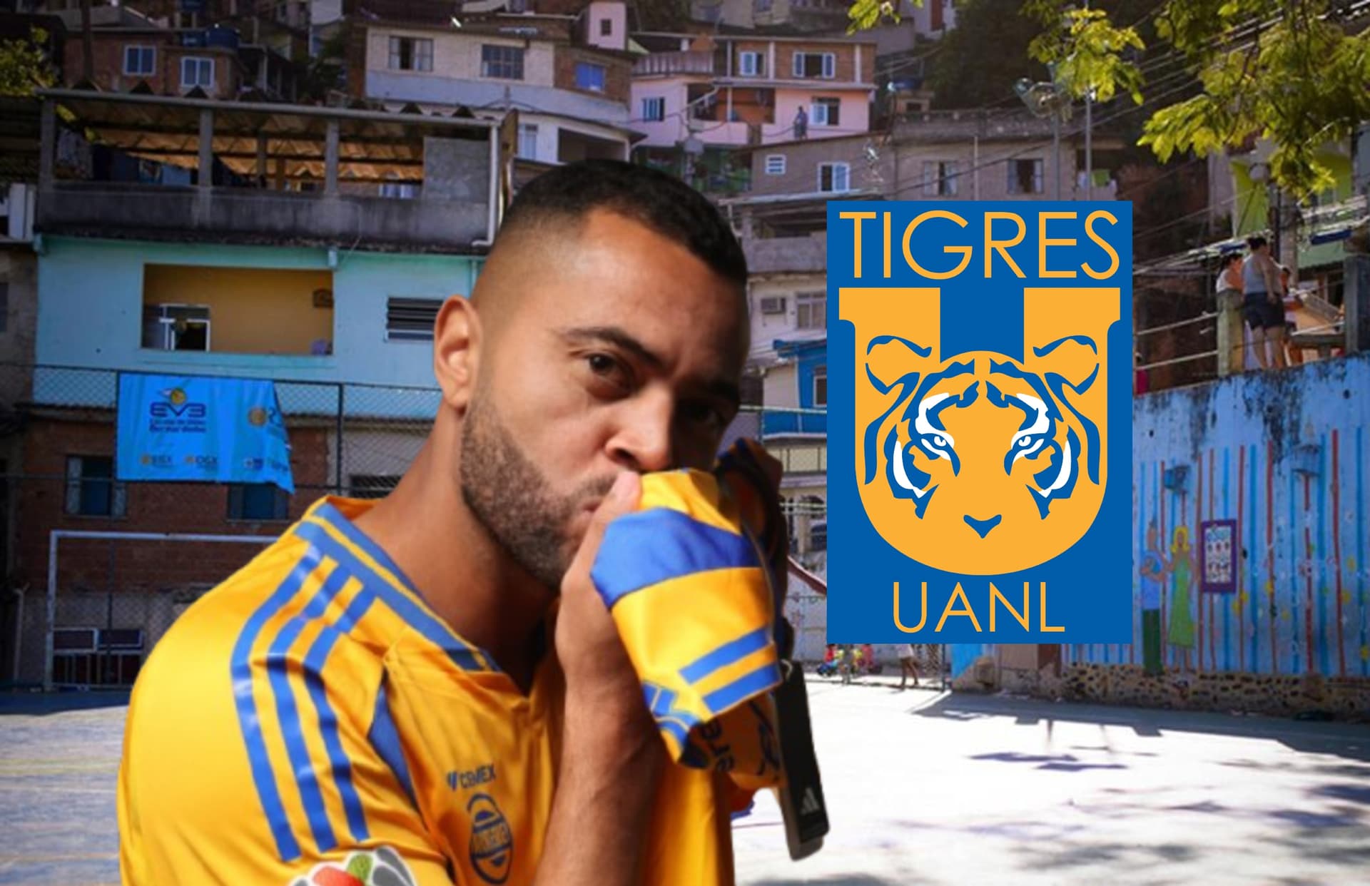Rafael Carioca y escudo de Tigres/Foto El Comercio Perú.