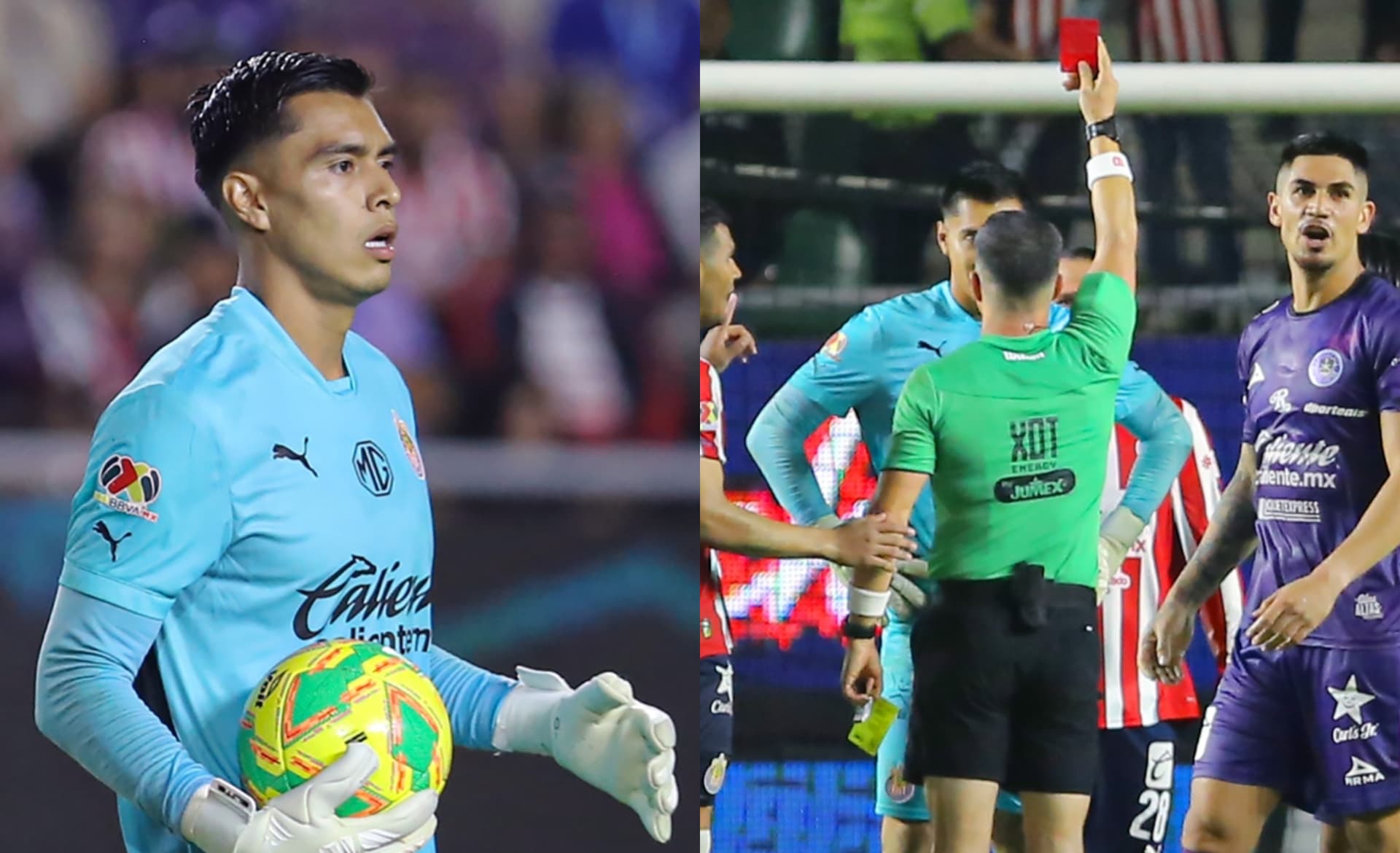 Rangel en el momento de la expulsión, por raspar el punto penal (Fuente: Mexsports)