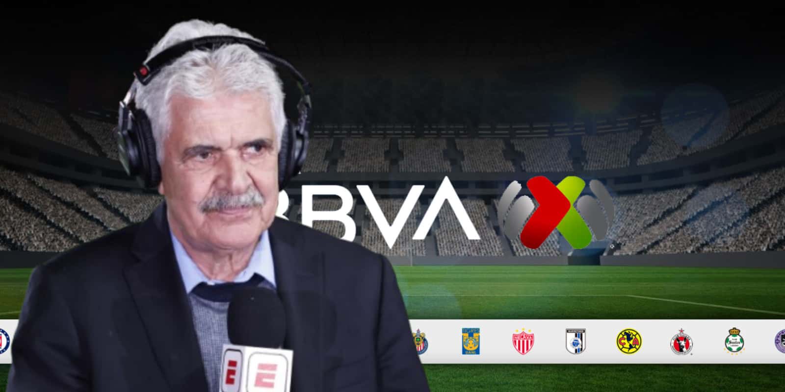 Ricardo Ferretti junto al logo de la Liga MX / FOTO ESPN