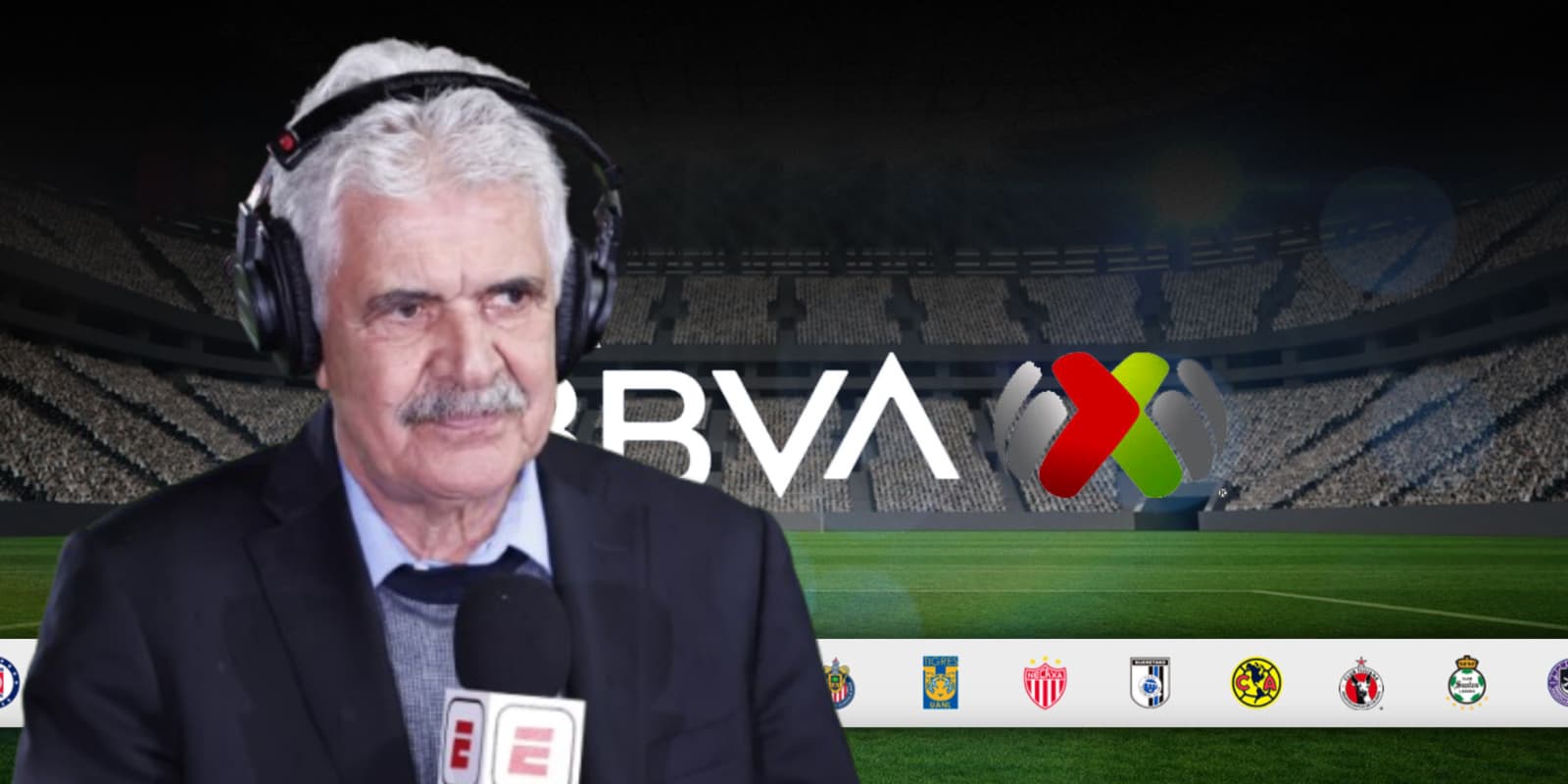 Ricardo Ferretti junto al logo de la Liga MX / FOTO ESPN