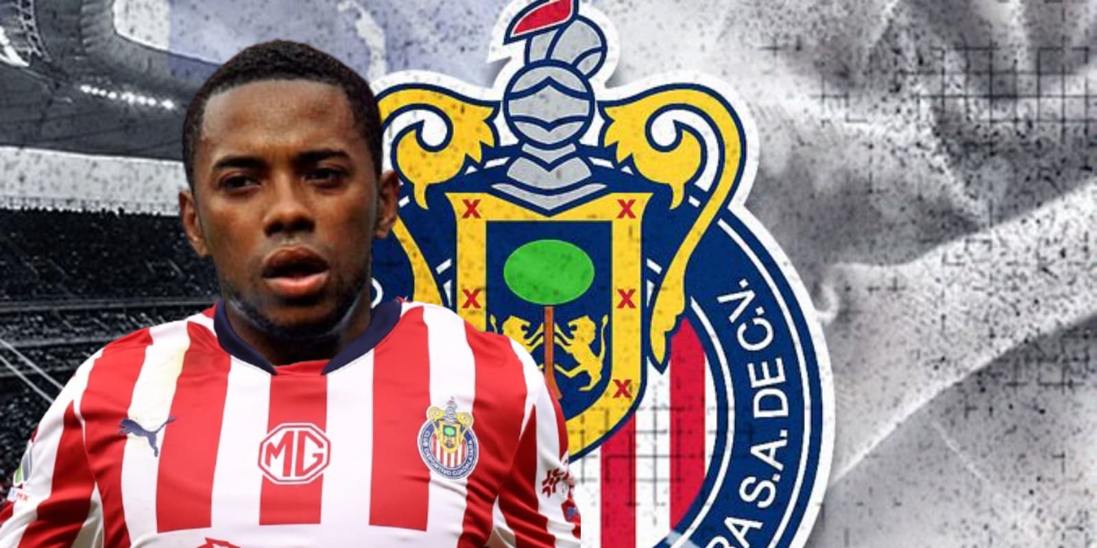 Robinho junto al escudo de Chivas / FOTO MARCA