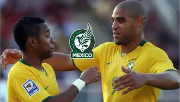 Robinho y Adriano festejando con la selección de Brasil / EFE