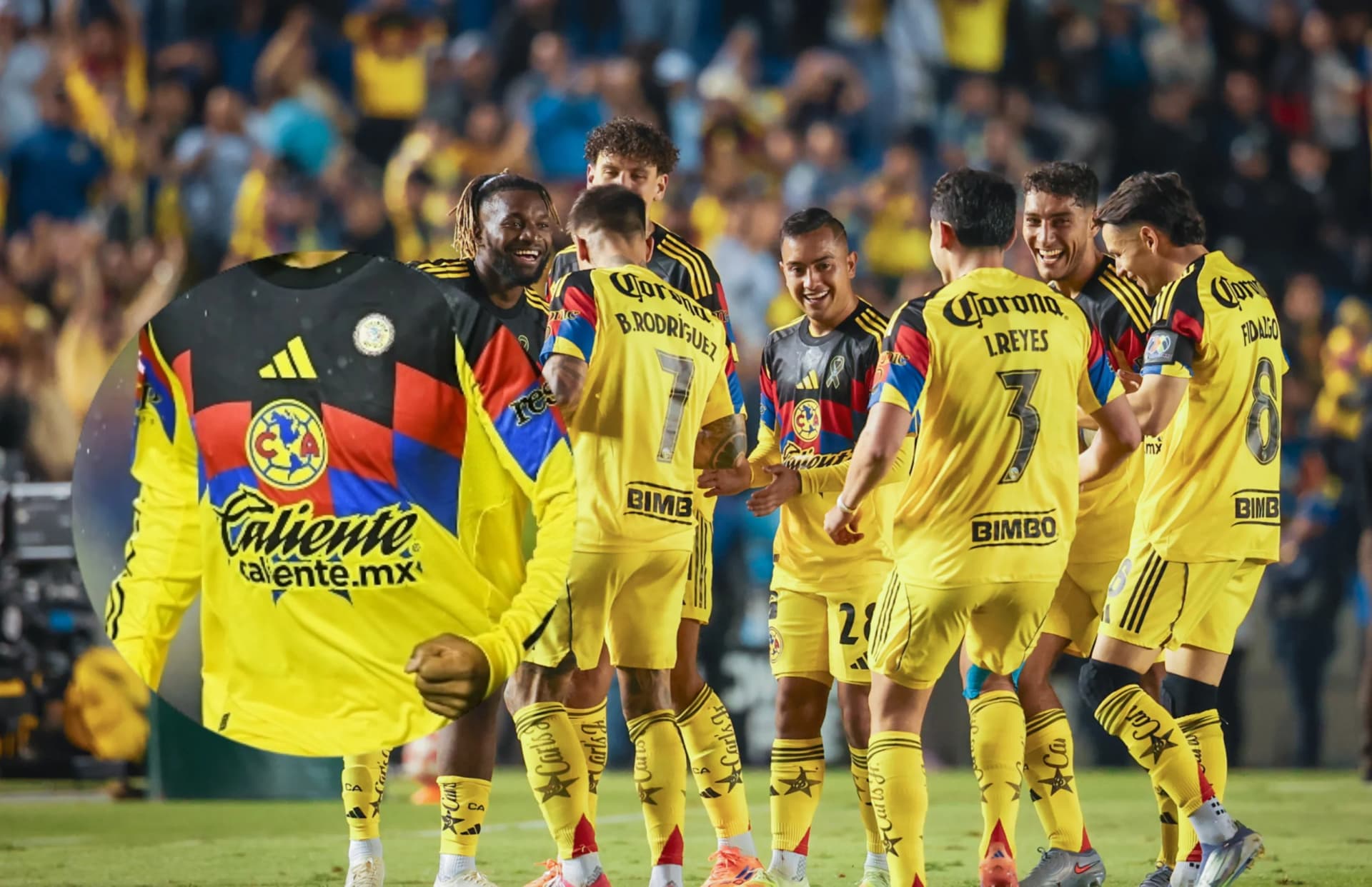 Rodrigo Aguirre y jugadores del América/ Foto 'X'.