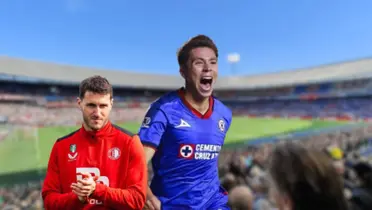 Rodrigo Huescas celebrando un gol con la playera de Cruz Azul en el torneo Clausura 2024