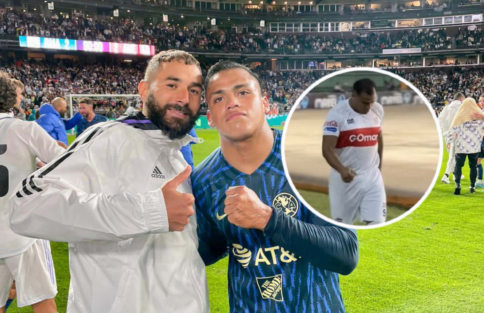 Román Martínez con Karim Benzema/ Foto 'X'.